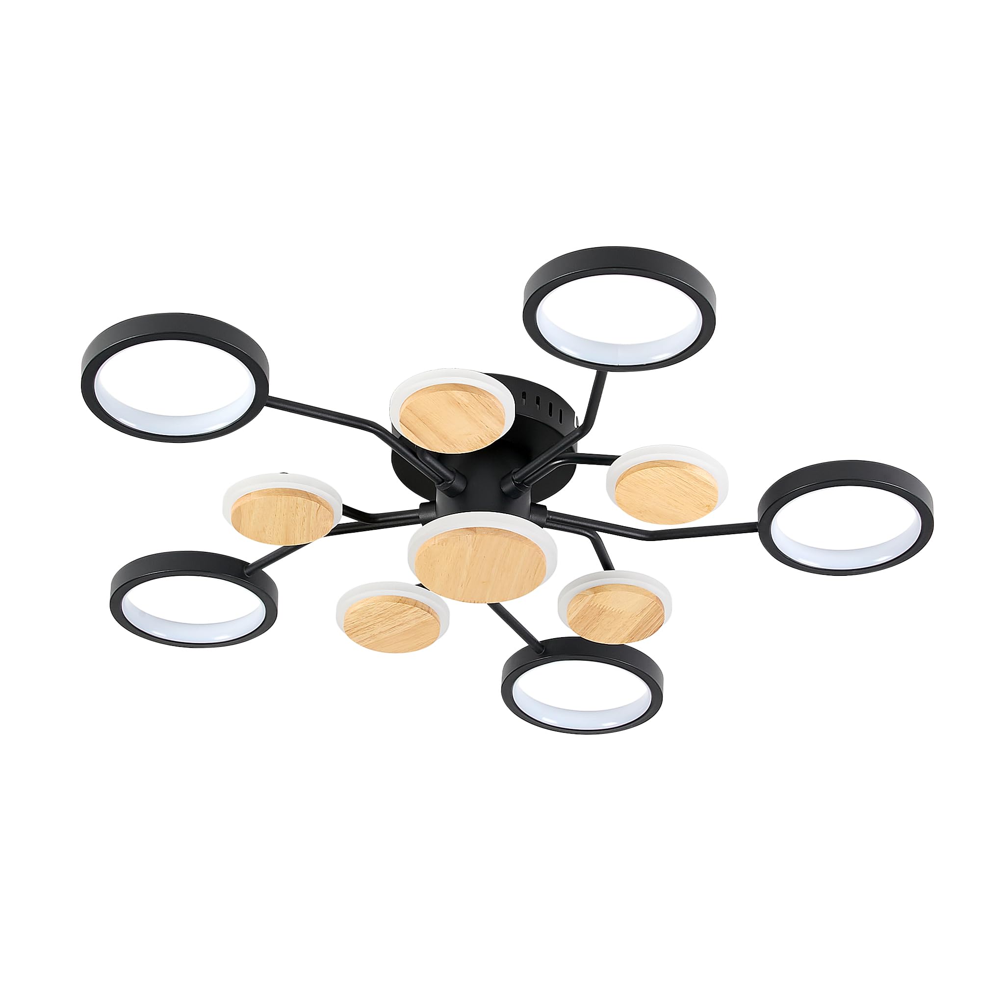 meibeileil Sleek Modern Led Ceiling Light, Minimalist Black Wood Design. Works As Living Room Ceiling Lights Or Elegant Bedroom Lighting. Remote Dimmable(11 Lights,Black).