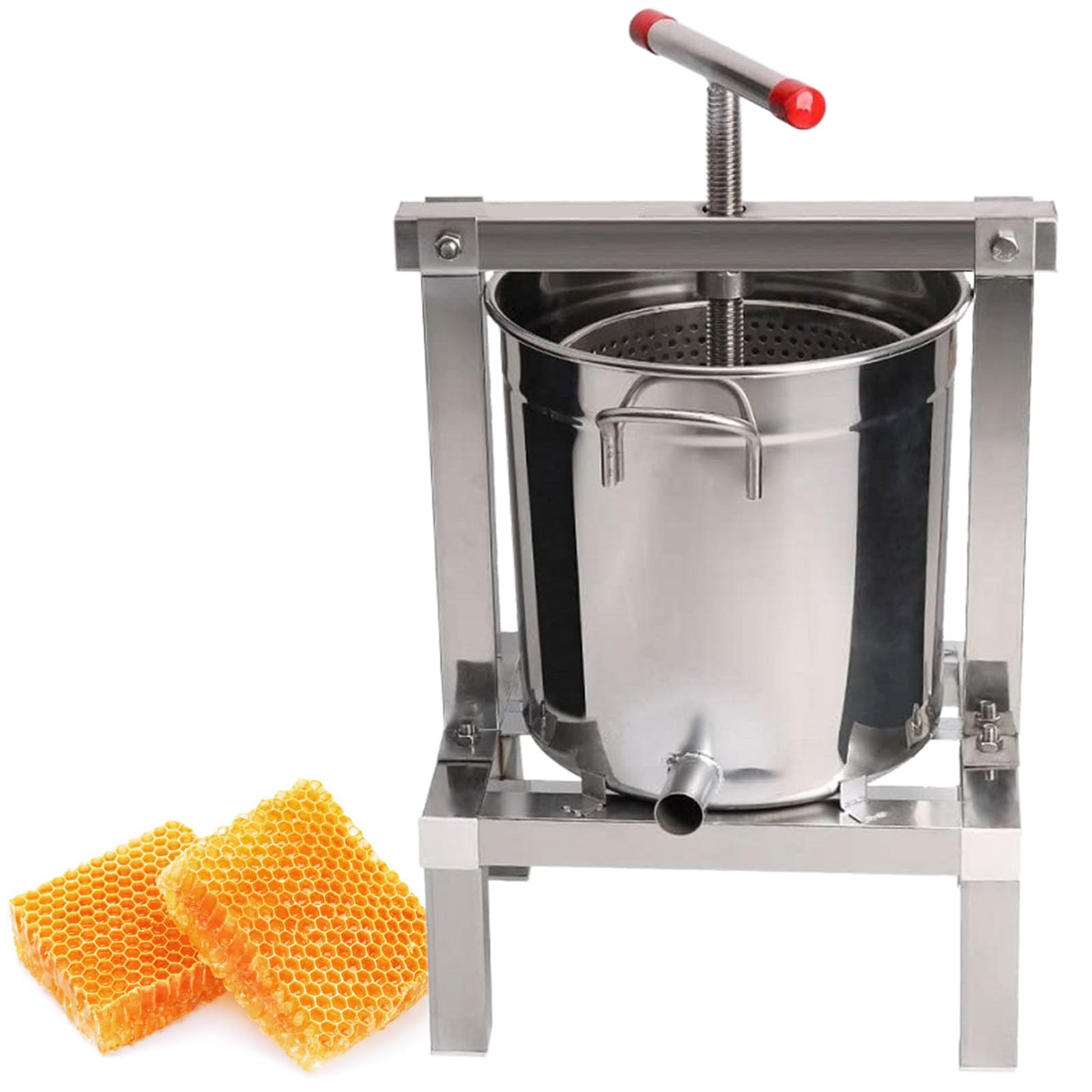 YXYLJOZ DIY Large Fruit Honey Presser, Beeswax Presser, Beekeeping Machine, Wine Grape Press, for Wine and Juice Making, with 10L Keg Stainless Steel