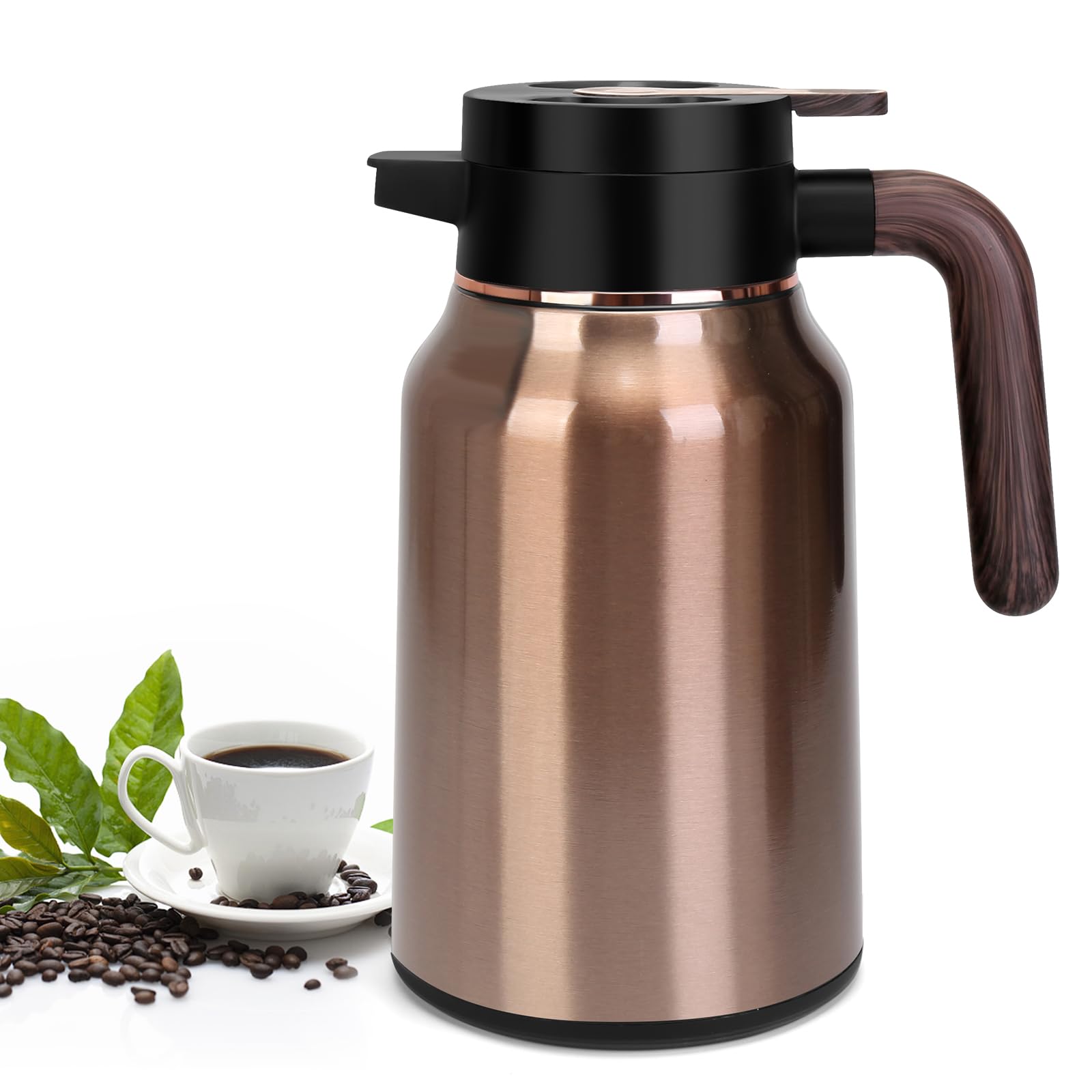 51oz Thermal Coffee Carafe, Stainless Steel Carafes for Hot Liquids 12 Hours, Insulated Coffee Carafes For Keeping Hot Coffee, Hot Water, Tea, Hot Beverage (Gold)