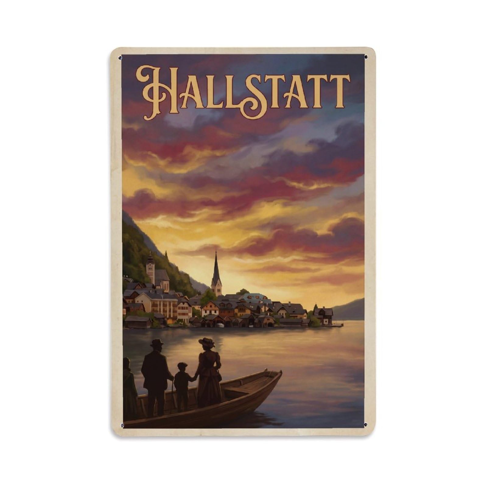 Gead 8X12inch Style Vintage Travel Austria Sunset Metal Tin Sign