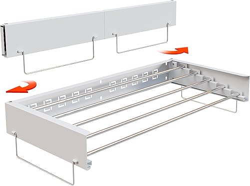 Miniatura 1 de SKIKEN Estante de secado oculto para lavandería, montado en la pared, estante de secado plegable, maestro de ahorro de espacio, delgado y extraíble,