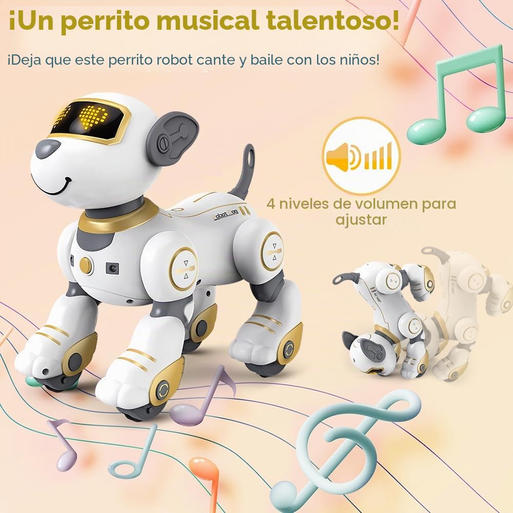VATOS Control Remoto Perro Robot Juguete para Niños - Toque y SIGA 17 Funciones Interactivo Perro Robot, Programable Inteligente Caminar Cachorro Inteligente RC Perro Robot Juguetes Regalos Niñas