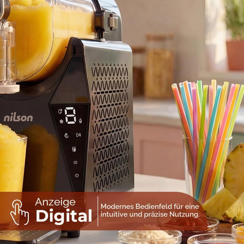 Ice Cream Maker Granisiermaschine, 10 Stufen für kalte und gefrorene Getränke zu Hause, LED-Display, Push & Pull-Steuerung, große Kapazität, einfache Reinigung, Grau