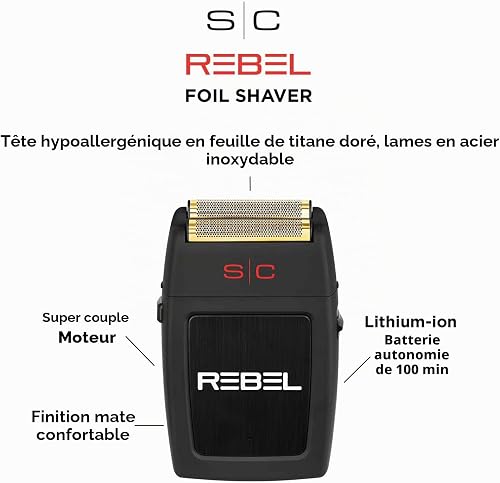 Rasoir Électrique Hommes Barbe et Cheveux Stylecraft Rebel by Gamma Più, Rasoir Barbe Électrique Sans Fil, Autonomie de 100 Minutes, Rasoir de Poche Compact et Portable 150gr, Ergonomique, 11.000 rpm - 5