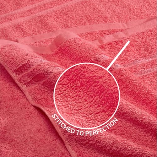 Image of Welspun Arlo 100% Cotton Bath Towel | Towels for Bath Large Size | Soft & Highly Absorbent Cotton Bath Towel | Quick Dry Bathing Towel for Men & Women | 70 x 137 cm | Coral Lite