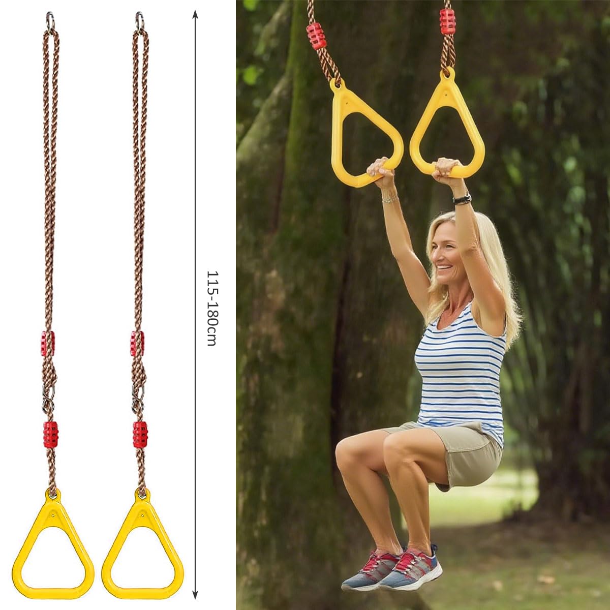 Anelli Ginnastica, Anelli Calisthenics Calisthenics Rings, Anelli Allenamento Calisthenicse, Altalena Ginnastica ad Anellis Portata fino a 100 kg, per Interni ed Esterni, Giardino