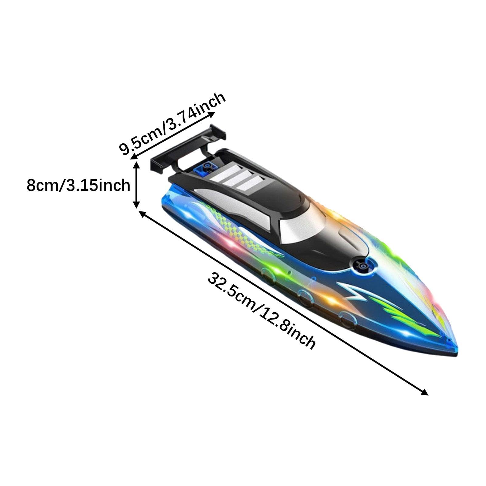Lancha Teledirigida para Juegos Acuáticos, Embarcación Radiocontrolada para Niños, Modelo de Barco Rápido E Impermeable con Iluminación Integrada, Azul