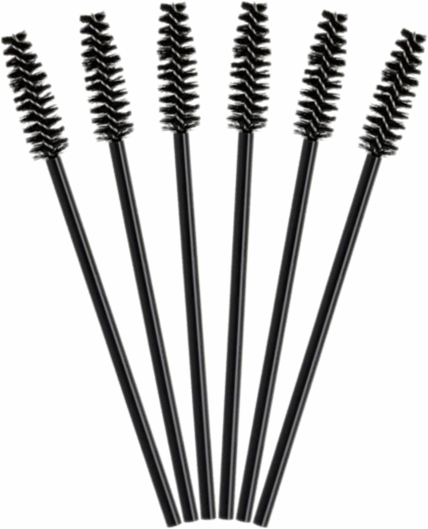 Eyelash mini Brush Eyebrow Brushes Disposable Spoolies Mascara Wands Spoolie Set Eyebrows Cleaning Spooly False Eyelashes Extensions Brow Hair Comb Eye Lash Castor Oil Applicator Black (Pack of 6)