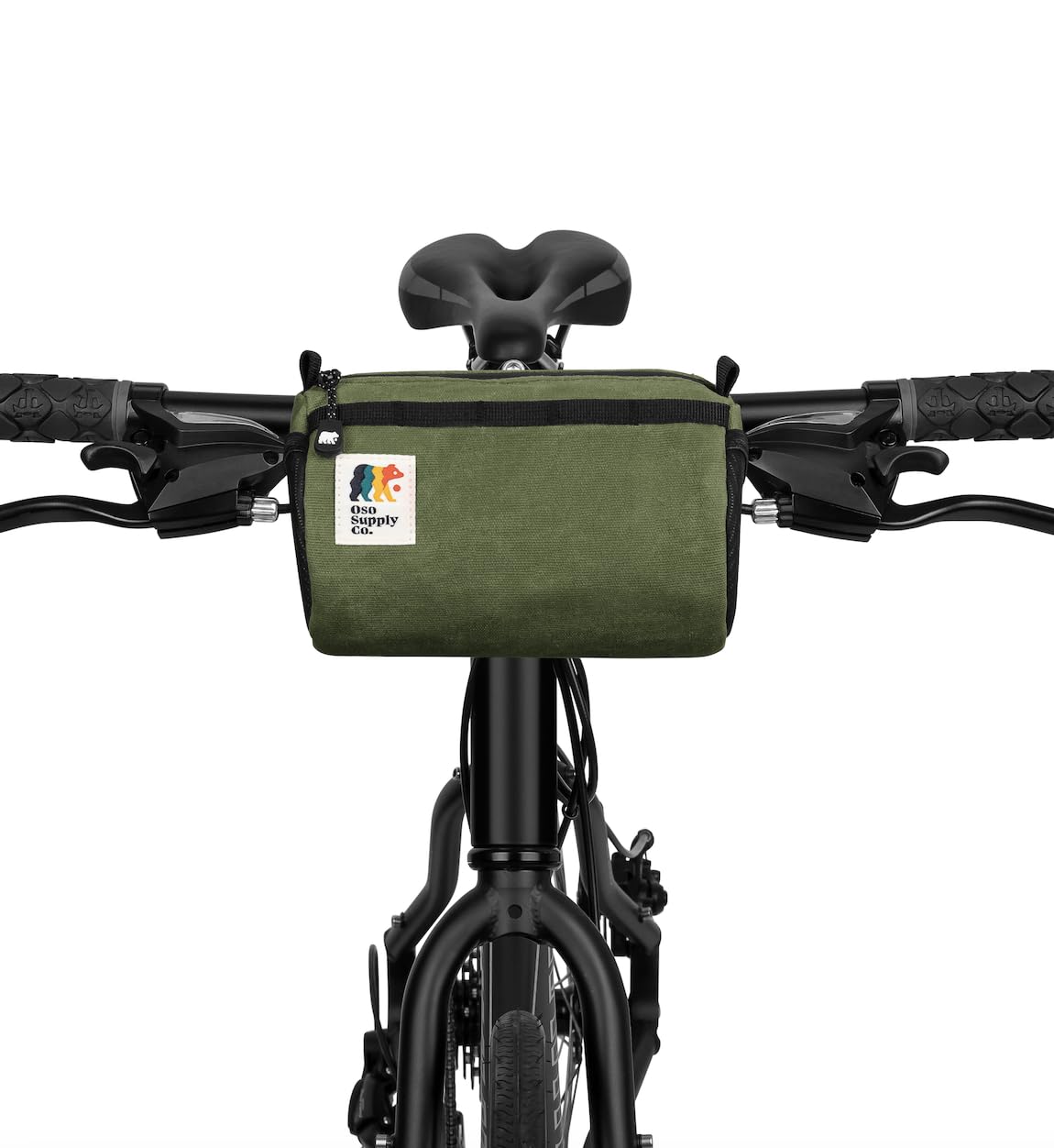 Kitsap Bike Handlebar Bag – Waxed Canvas With Waterproof Zipper, Mesh Pockets, Hard Shell (Turquoise)