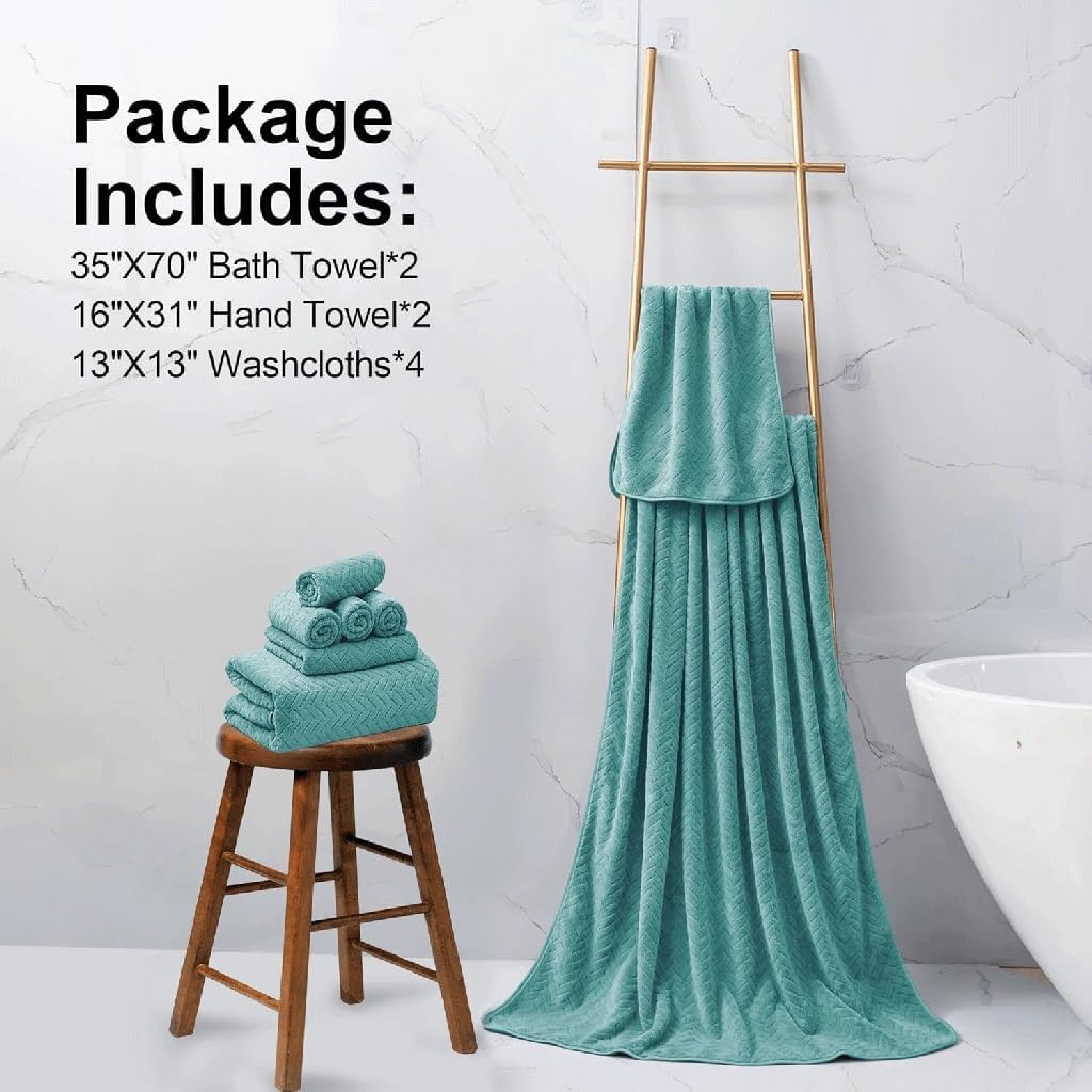 Fiber Towel for Bathroom Polyester Towel Set of 6 Hand Towels Quick Drying