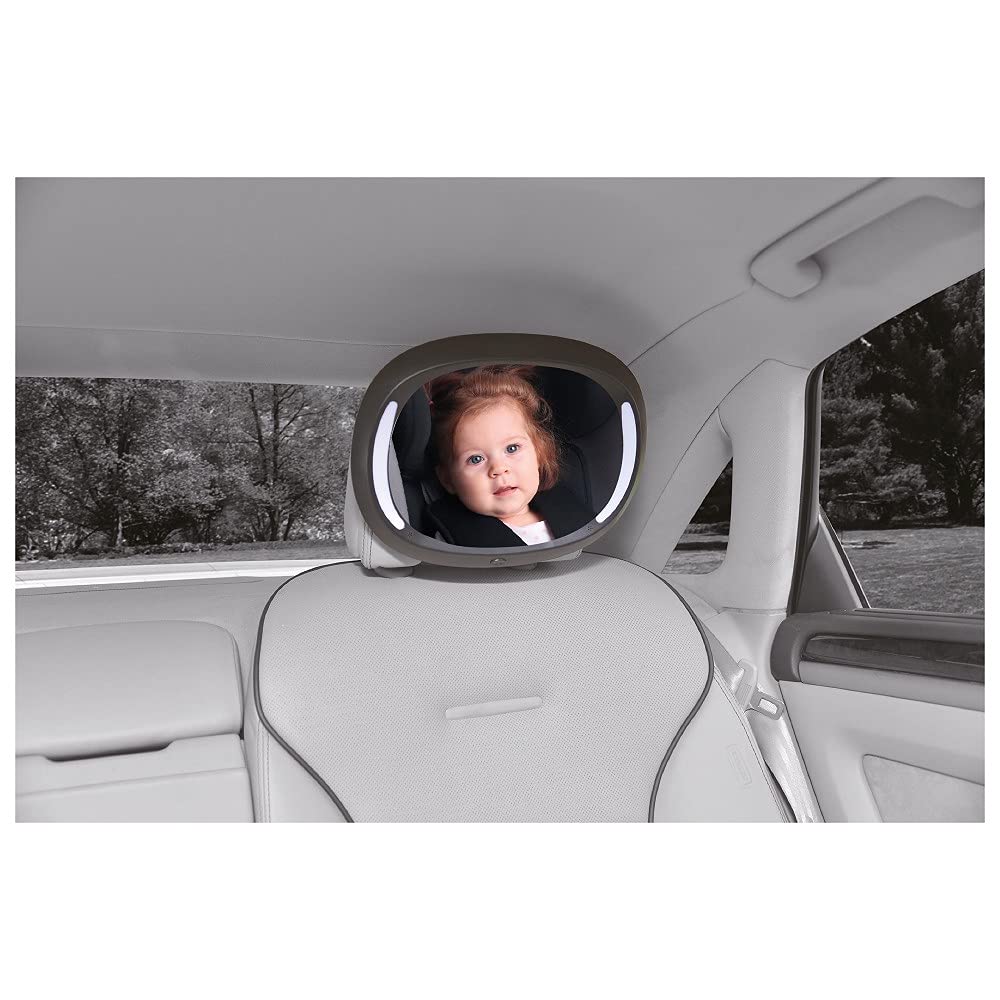 Interbaby Specchio auto per seggiolino posteriore con luci Led e telecomando, Nero