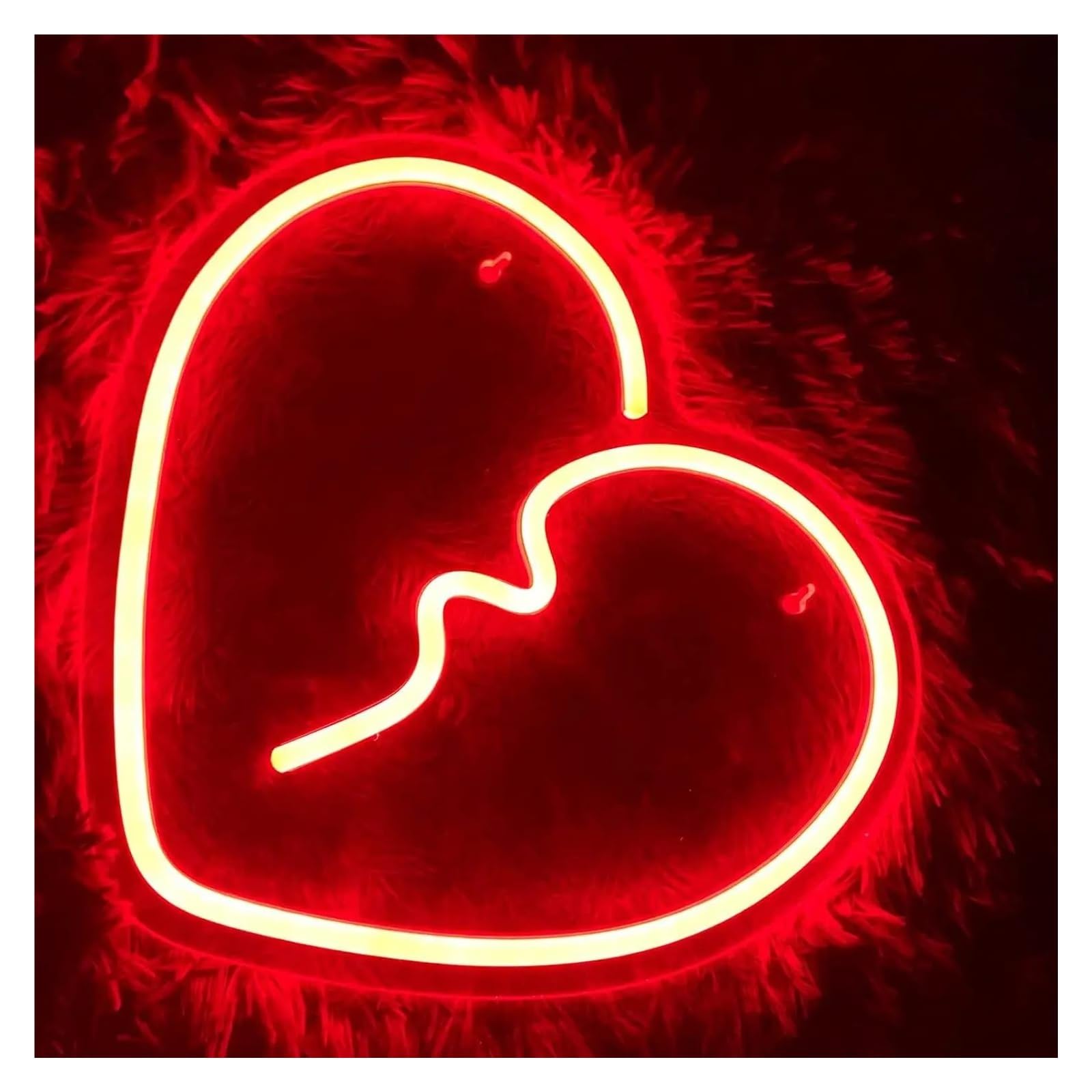 Wiszące neony artystyczne Złamane Serce Neon Led Light Love Atmosphere Do Sypialni Market Store Bar Dekoracja Ścienna USB Ściemnialny 30.5cmx35.5cm
