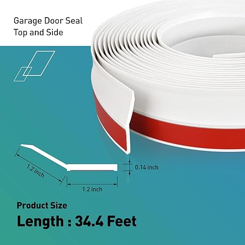 Miniatura 2 de FCSOTSPS Sello de puerta de garaje de 34.4 pies en la parte superior y los lados, sello lateral de goma resistente a la intemperie, universal,