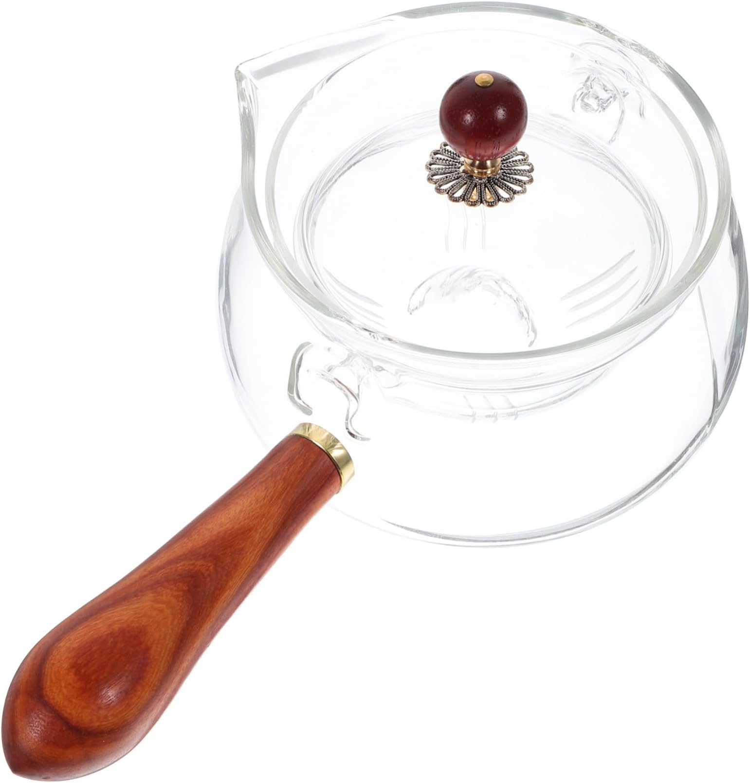 Teapot Tea Set, Red Kettle, Cute Kettle, Red Strainer, Instant Tea, Tea Infuser, Heat Resistant Tea Infusion, Chinese Tea, North American Walnut, High Borosilicate Glass, Amosfun