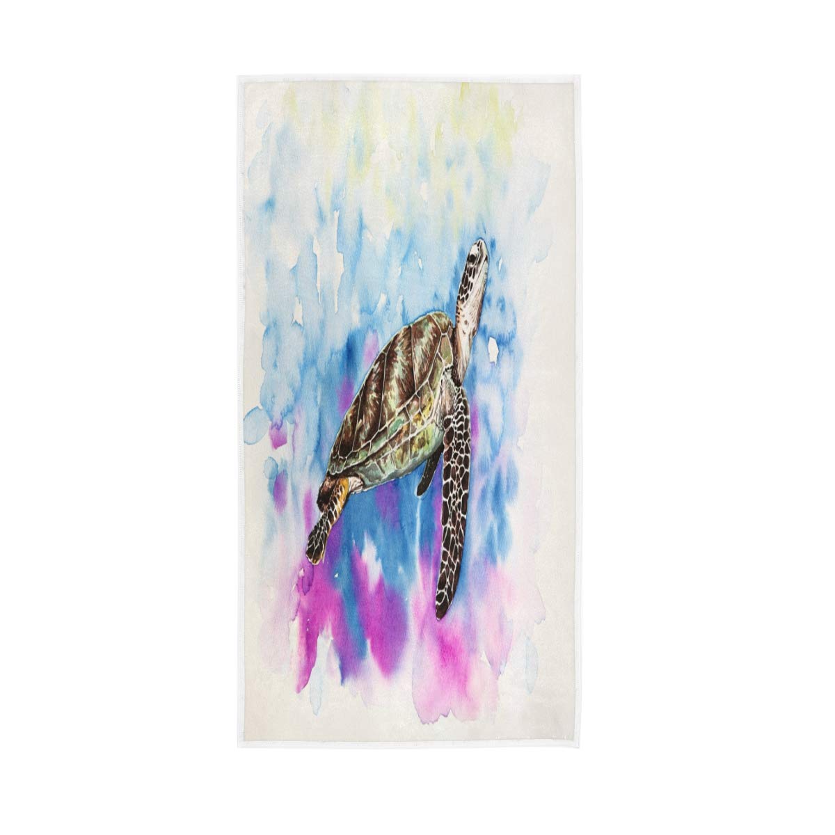HUYGD Hand Towels Cotton Sea Ocean Turtle Art Soft Towel Multipurpose Bathroom Beach Towel for Home Kitchen Swim Spa Gym, 30x15 inch