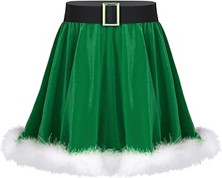 Falda Navidad para Niños Niñas Señora Claus Volantes Mini Falda Vestido Santa Traje Patinaje sobre Hielo Ropa de Baile