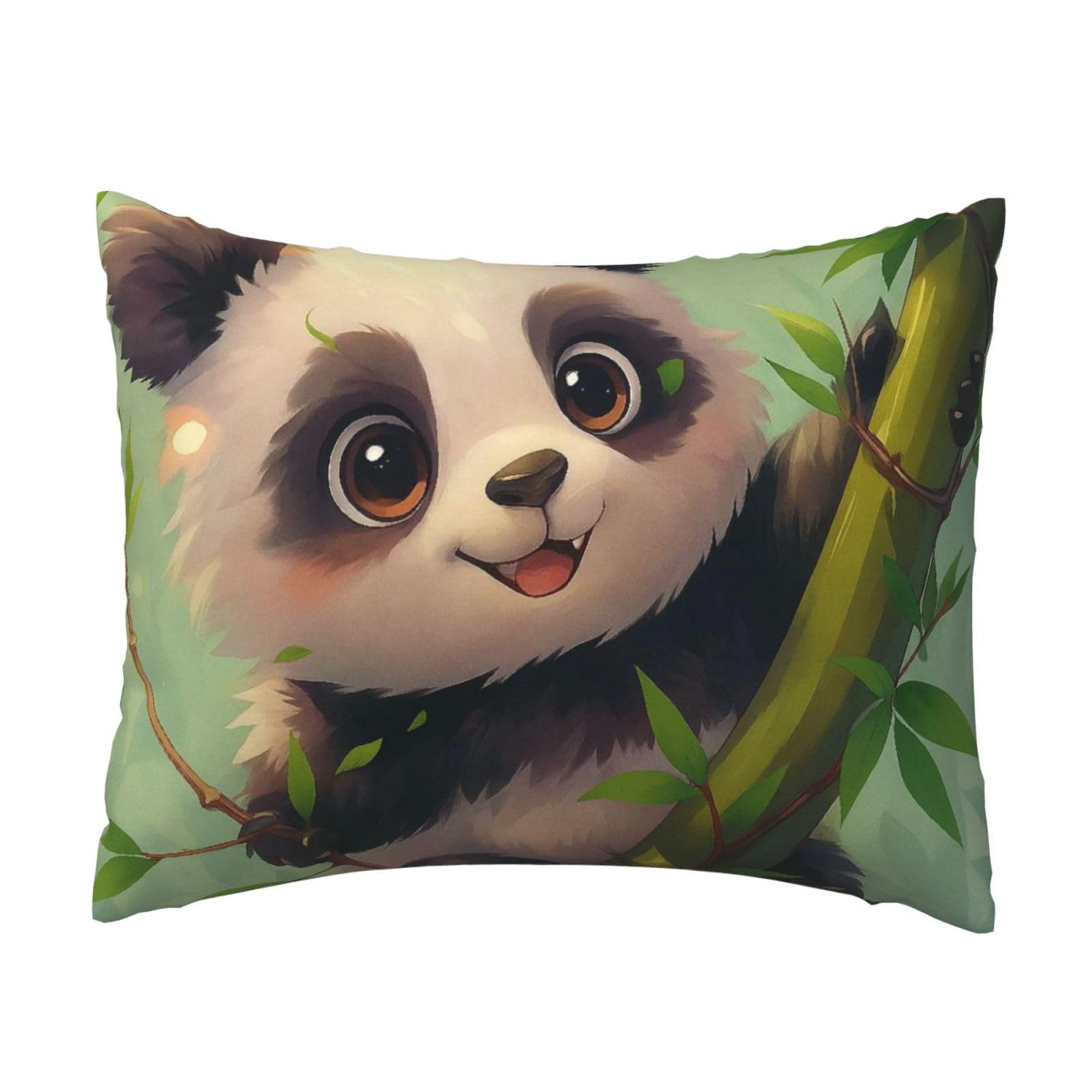 Adorable Smiling Panda Pillowcase Soft Plush with Zipper Decorative Pillowcovers 16x20 in