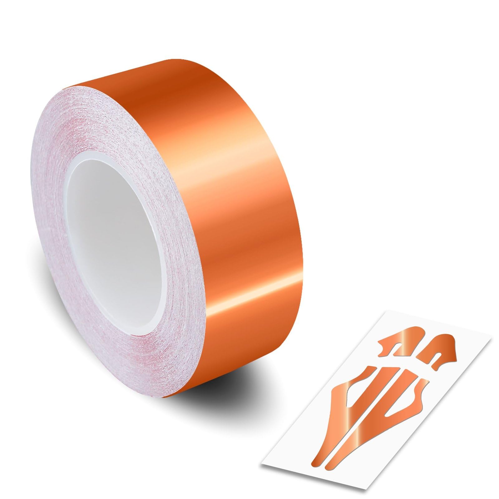 Self-Adhesive Vinyl Pin Stripe Roll Decal Sticker Tape 32ft 9.80m - CHROME BURNT-ORANGE, 1.0" | 25mm, Universally Compatible for Cars, Trucks, Vans,