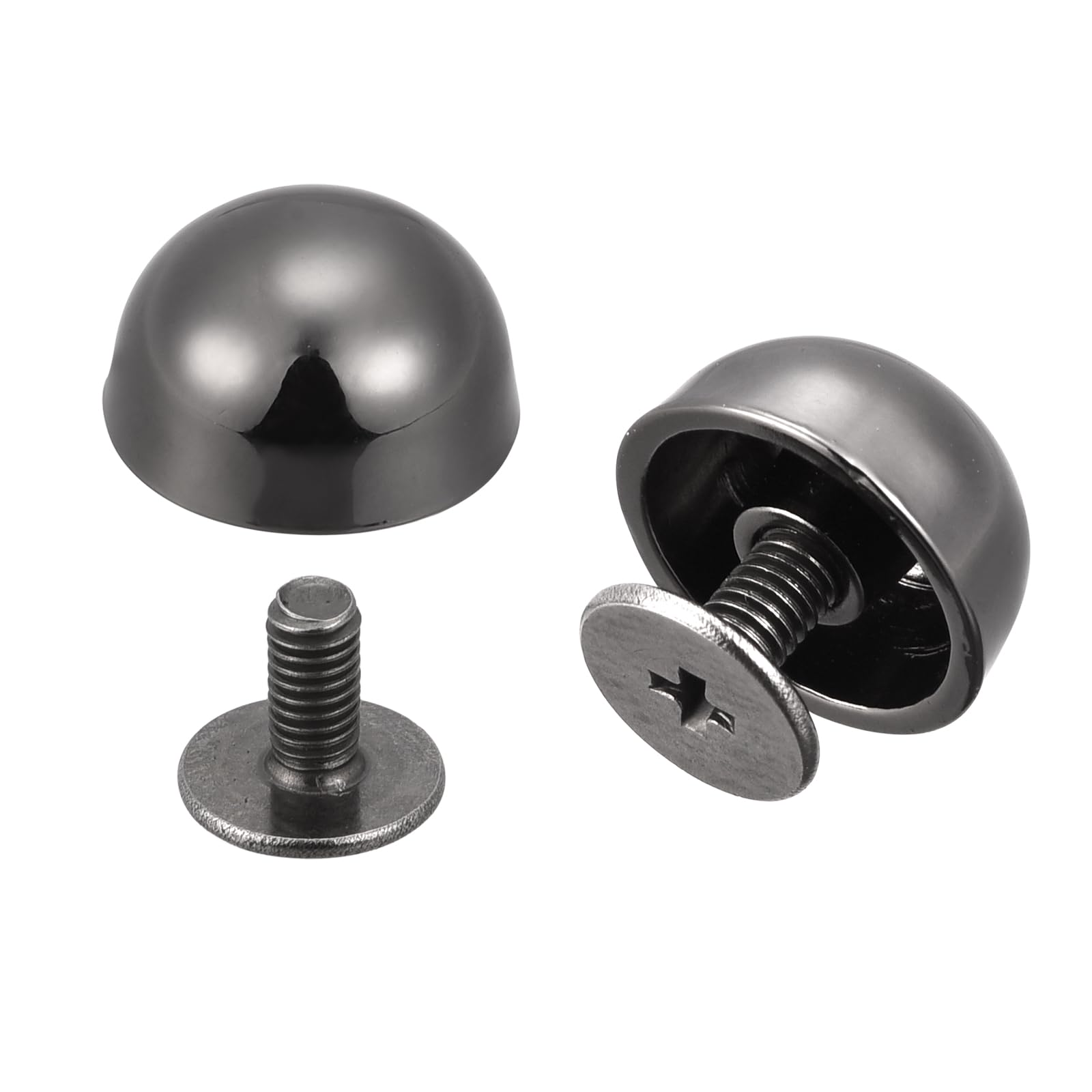 sourcing map 12x7mm Screw Back Rivets Hollow Round Head Leather Studs Spike Black 8 Sets