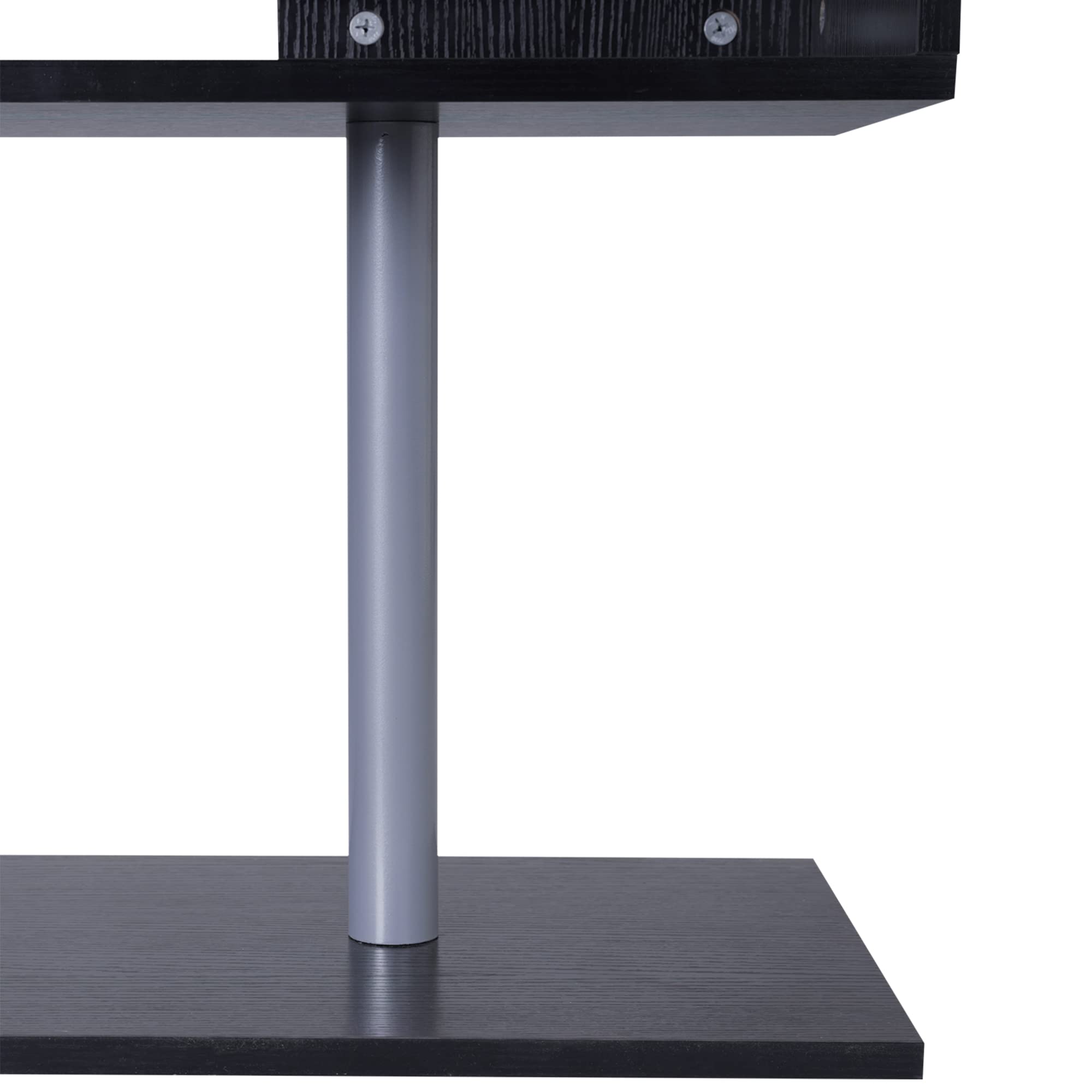 HOMCOM Scrivania Angolare Salvaspazio con Ripiano a S 140x120x78 cm Nero | Scrivania Moderna in Legno