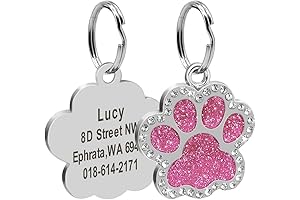 Didog Glitter Rhinestone Paw Print Custom Pet ID Tags: The Epitome of...