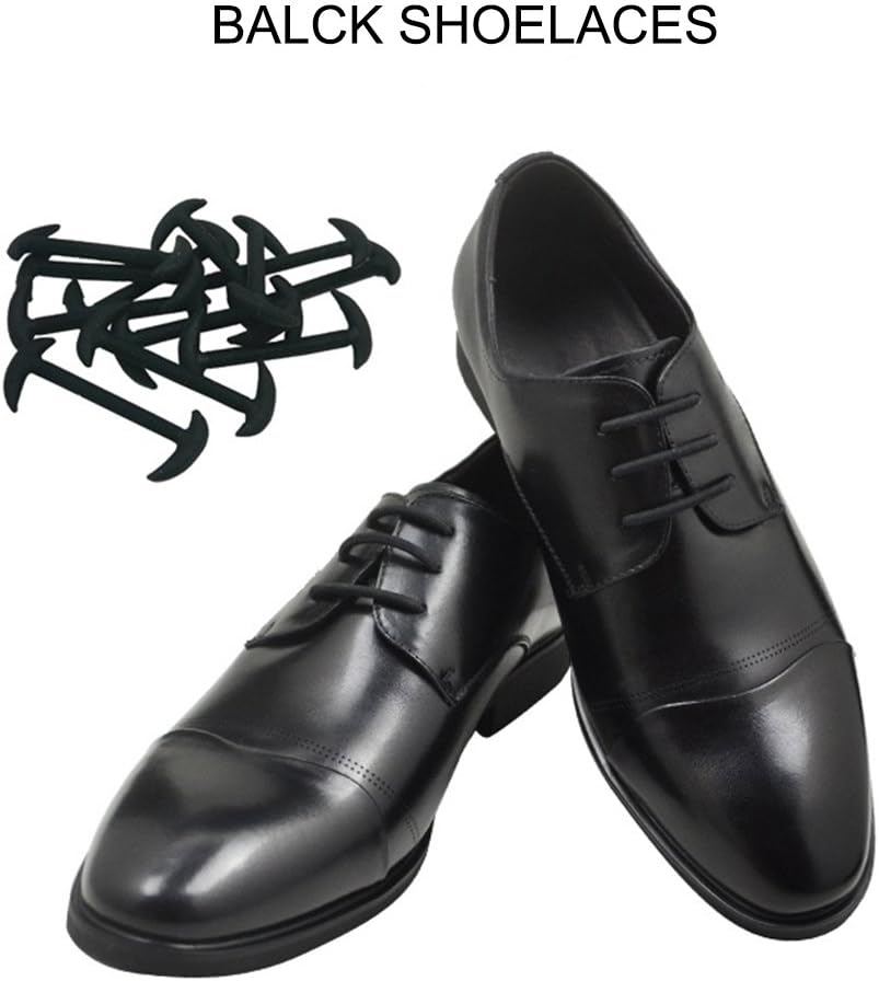 Shoelaces No Tie Black - care guys for Dress Shoes, Elastic Oxford Shoelaces for Adults and Youth
