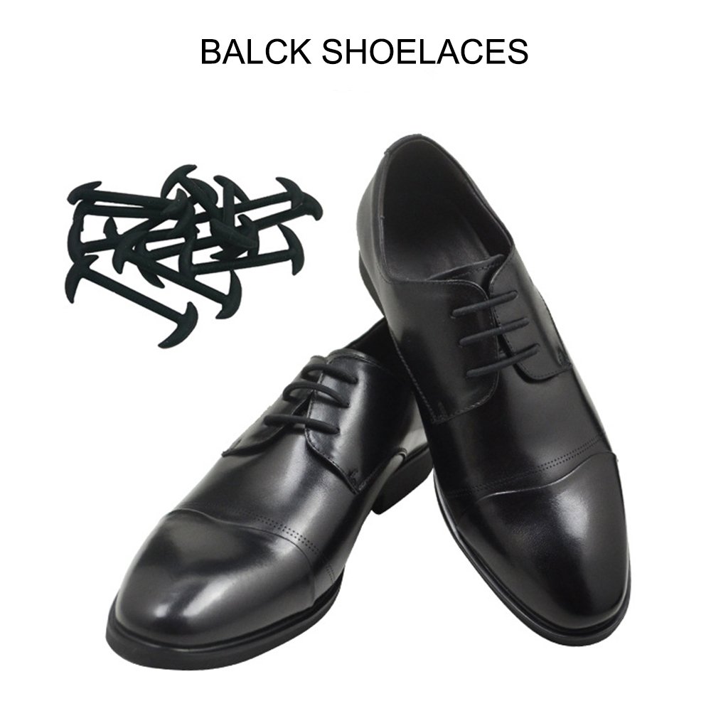 Shoelaces No Tie Black - care guys for Dress Shoes, Elastic Oxford Shoelaces for Adults and Youth