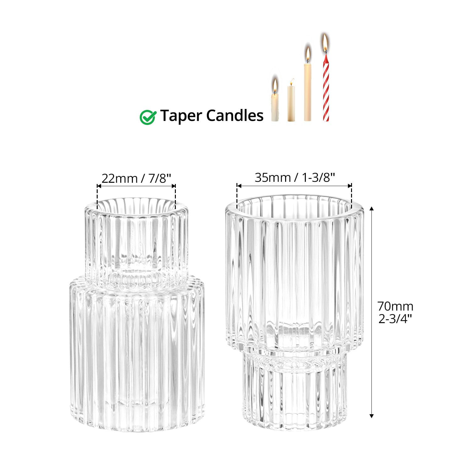 QWORK® 20 Pezzi porta candela in vetro, portacandele per tealight 6 cm, per matrimoni, feste, decorazioni per la casa