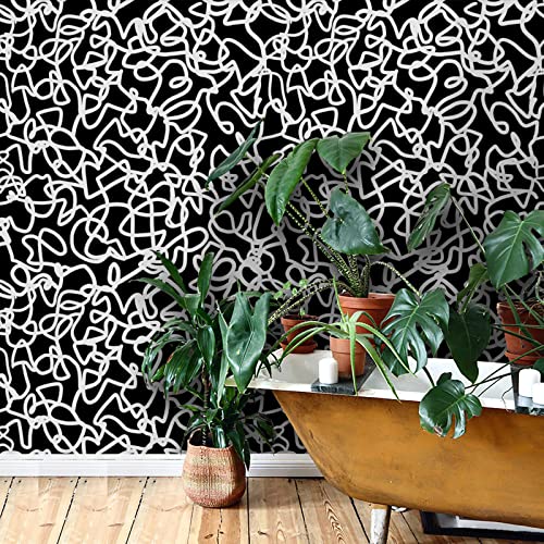 Ismoon 17.3'x118' Peel and Stick Wallpaper Black and White Contact Paper Black Modern Striped Removable Self-Adhesive Wall Paper Renter Friendly Wallpaper for Bathroom Bedroom Cabinets Decor Vinyl