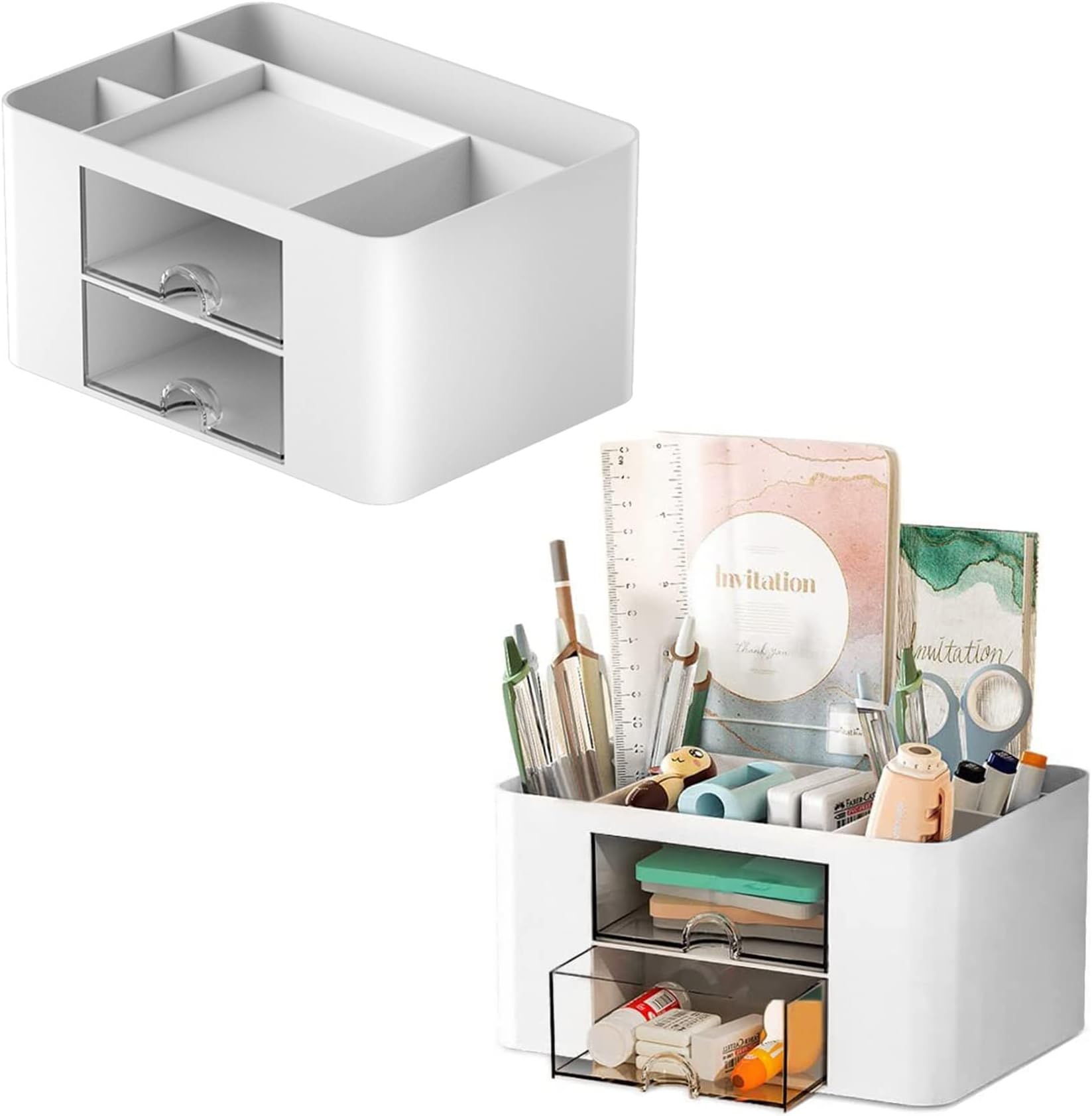 Organisateur De Bureau En Bois Brun Foncé MyGift - Porte-courrier Et Rangement Fournitures
