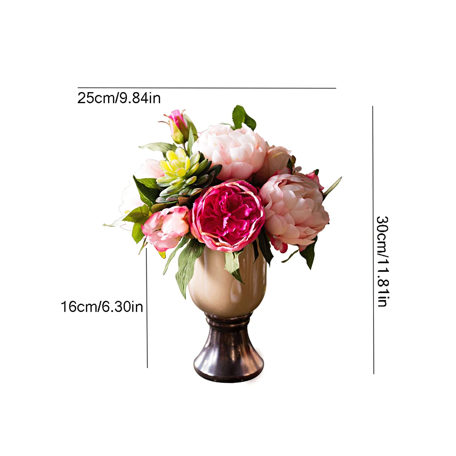 Sztuczne kwiaty, 30 cm, sztuczne jedwabne kwiaty, w wazonie, sztuczne jedwabne bukiety piwonii na ślub i do dekoracji domu, kwiaty do dekoracji