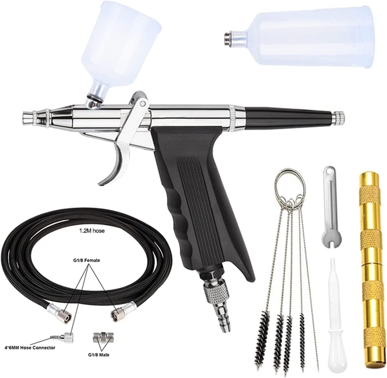 Airbrush Kit Handheld Airbrush Kit Gravity Feed Dual-Action Airbrush Spray Gun Spray Gun for Model Paint Cake for Nail Art, Makeup, Painting, and Cake Decorati(G)