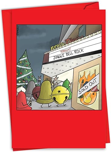 NobleWorks Tarjeta de felicitación de Navidad histérica con sobre de 5 x 7 pulgadas (1 tarjeta) Merry Christmas Holiday Bell Rock C10155XSG NobleWorks Tarjeta de felicitación de Navidad histérica con sobre de 5 x 7 pulgadas (1 tarjeta) Merry Christmas Holiday Bell Rock C10155XSG