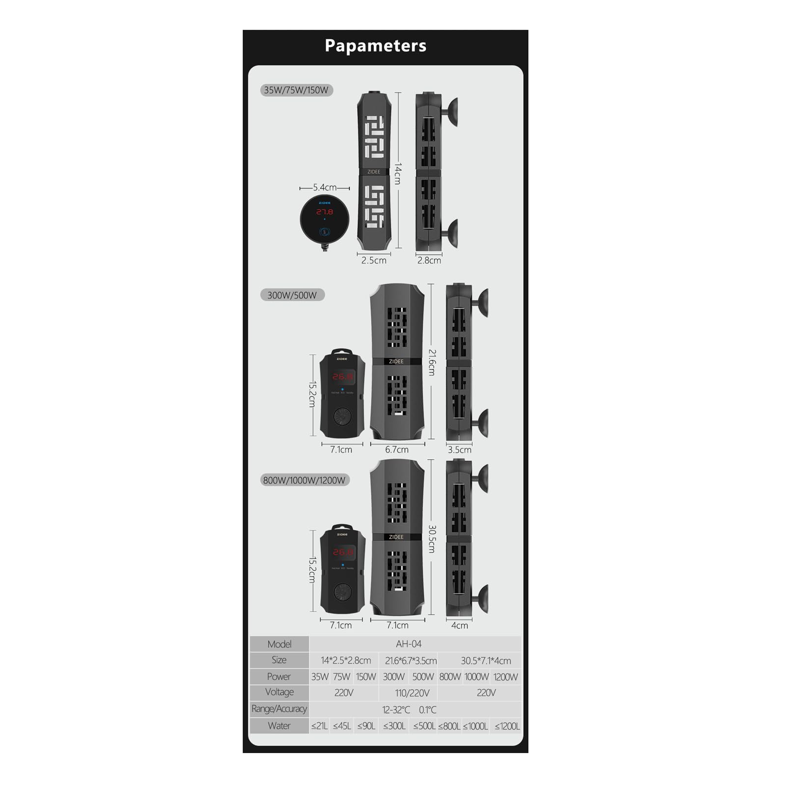 Asta riscaldante per Acquario, riscaldatore Automatico, Mini termostato, Vetro antideflagrante, 75 W