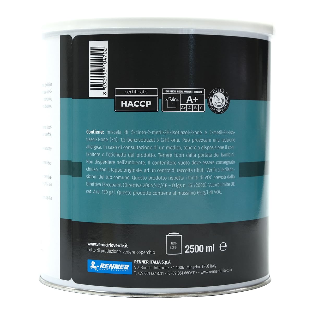 rio verde RENNER EVOLUTION 2,5 L – 00 COTONE - SMALTO MULTISUPERFICIE ALL’ACQUA