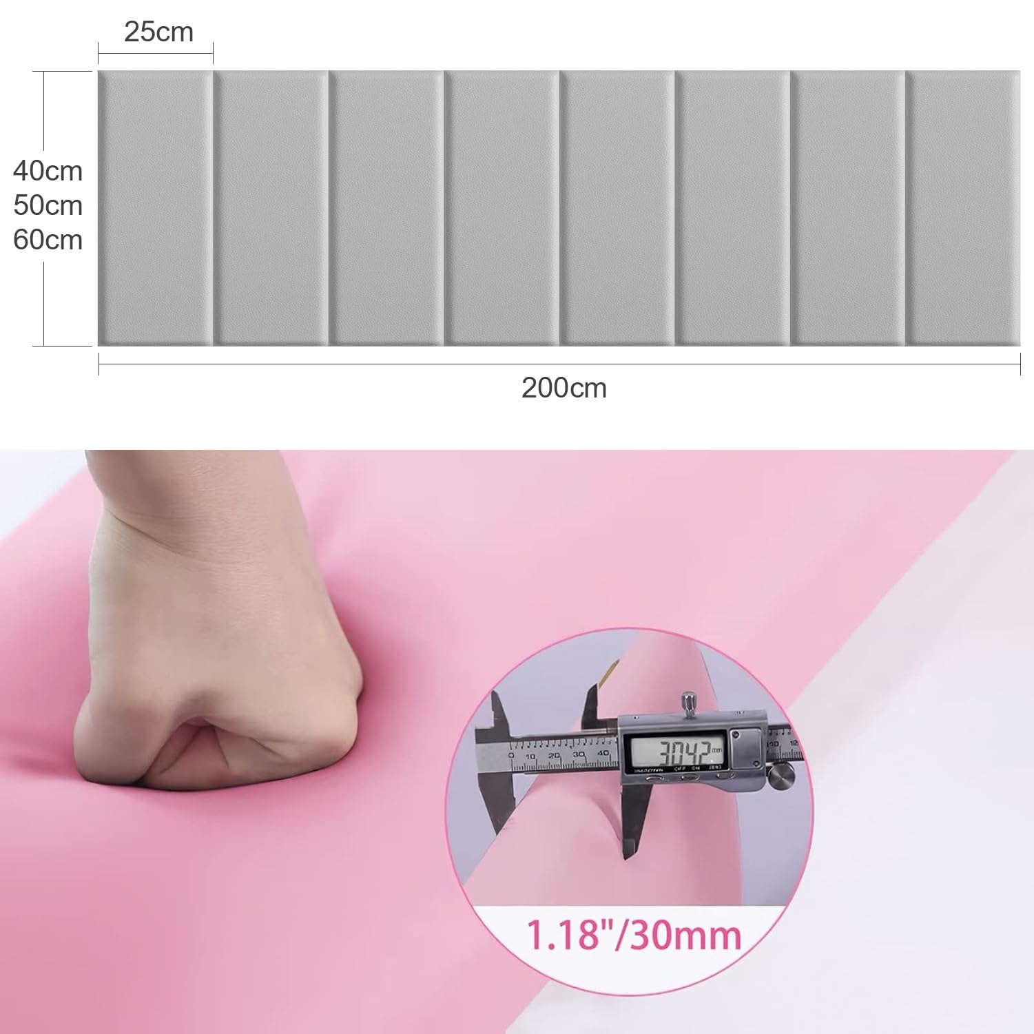 Panneaux de tête de lit adhésifs, tête de lit Murale en Cuir capitonné, Rembourrage Mural Anti-Collision 3D pour Chambre Moderne (Orange, 200 x 60 cm)