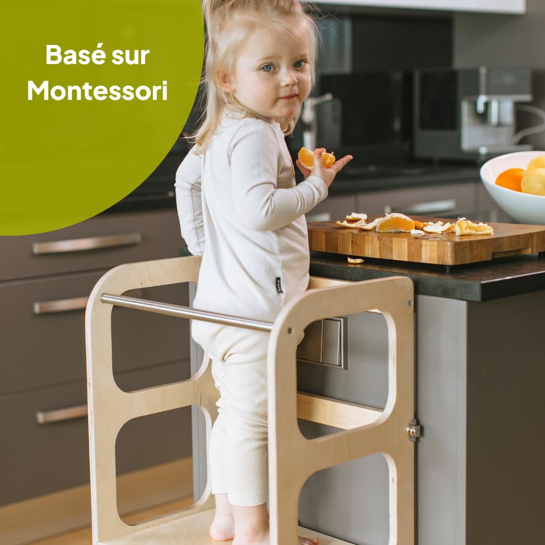 Ette Tete STEP'n'Sit® • Tour d'apprentissage • Convertible 2 en 1 (avec fermoirs en Laiton, en Bois)