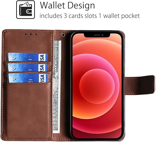Miniatura 2 de Phone Cover Wallet Folio Case for XIAOMI REDMI K40, Premium PU Leather Slim Fit Cover for REDMI K40, 3 Card Slots, Portable, Brown