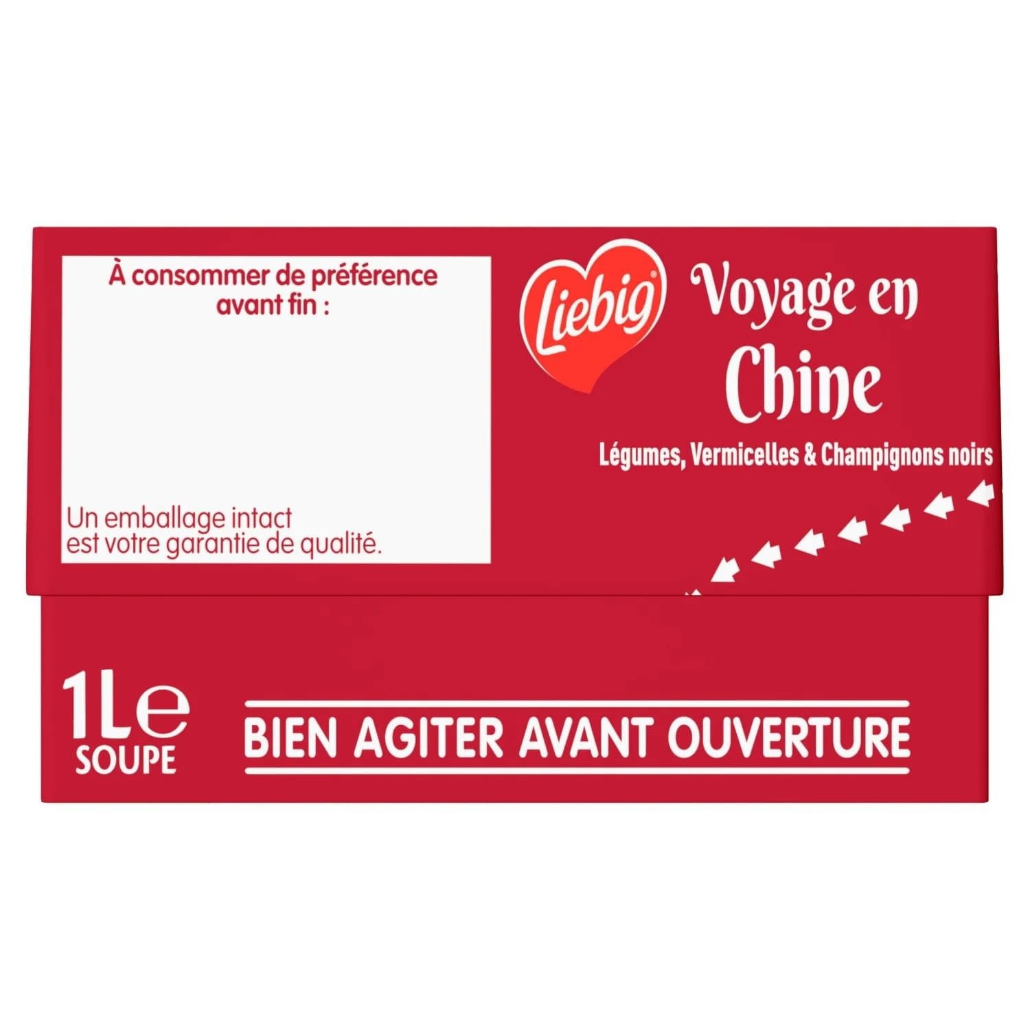 LIEBIG - Soupe Voyage en Chine Vermicelles Pousses de Bambou et Champignons Noirs - la brique de 1L - Le Lot De 4