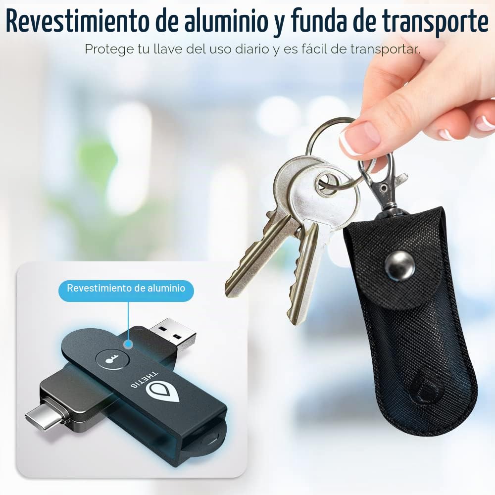 Thetis Pro FIDO2 - Dispositivo de Llave de Seguridad con PinPlex, USB C Dual y USB A y NFC, Certificado PIV, aplicación de autenticación TOTP/HOTP, MFA de autenticación de Dos factores, Funciona con