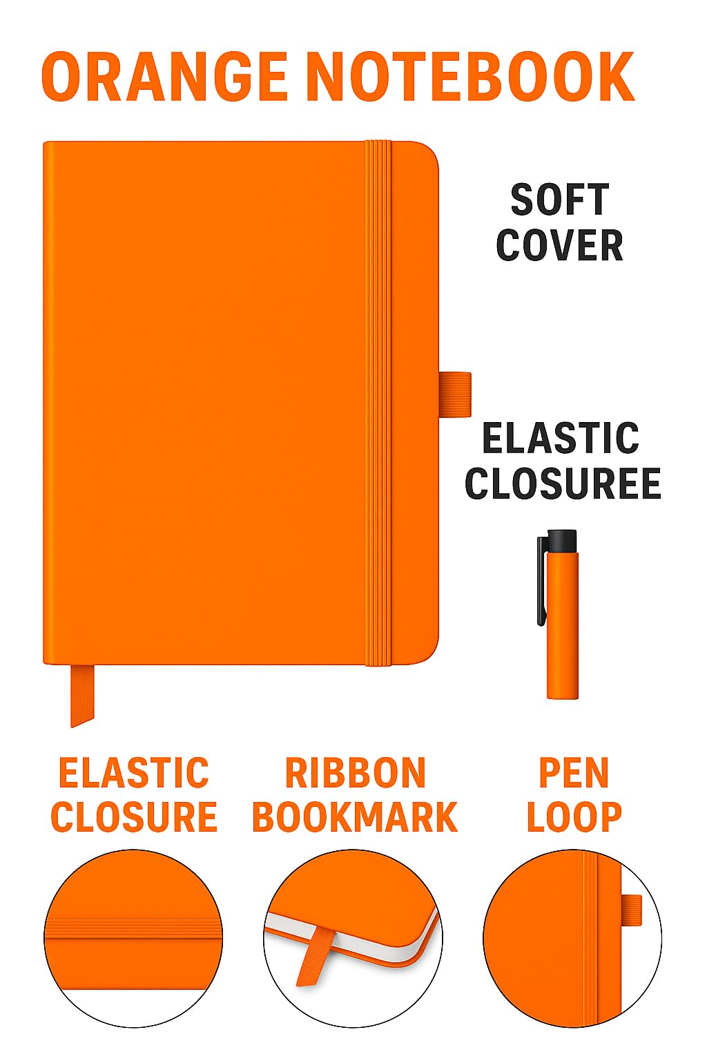 Top Sale A5 Notebook Lined, Minimalist Soft Cover Journal Notebook with Elastic Closure & Ribbon Marker - Image 2