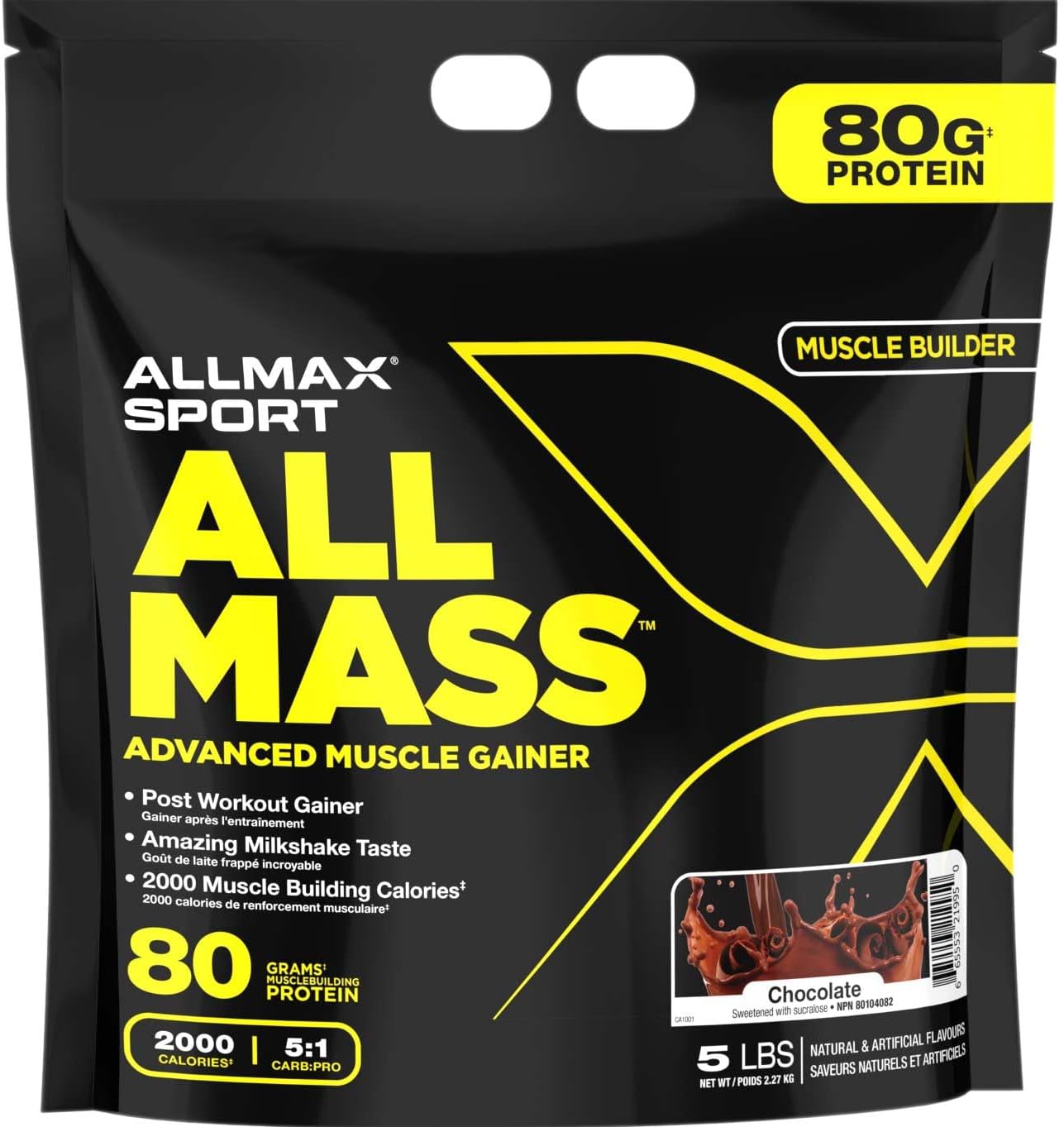 ALLMAX Nutrition Allmass - Advanced Muscle Gainer - Chocolate - 5 Lbs - 2000 Calories - Zero Trans Fat Chocolate