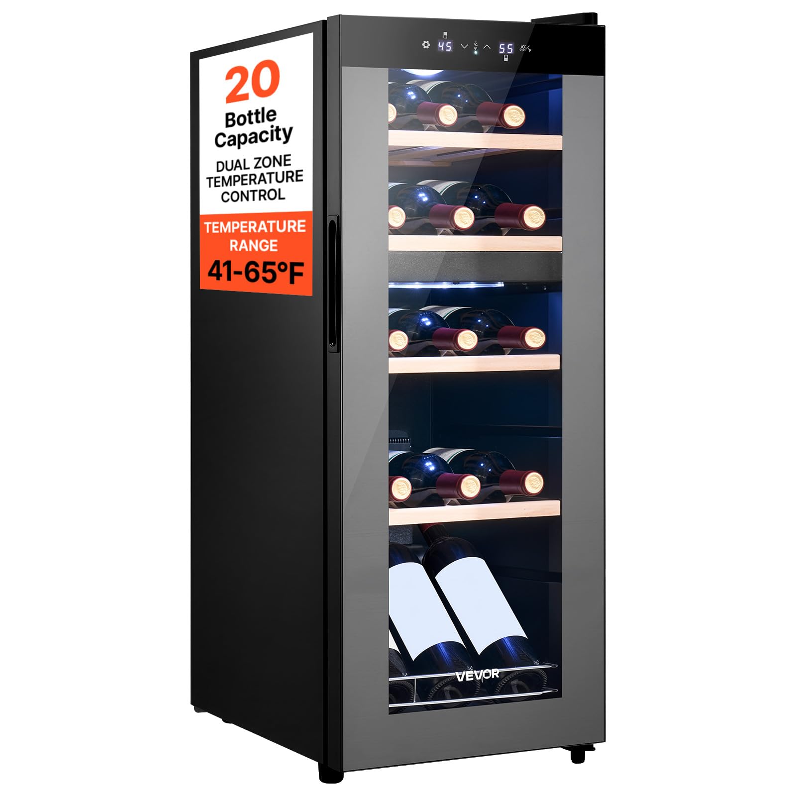 VEVOR 20 Bottle Wine Fridge, Freestanding Wine Cooler White