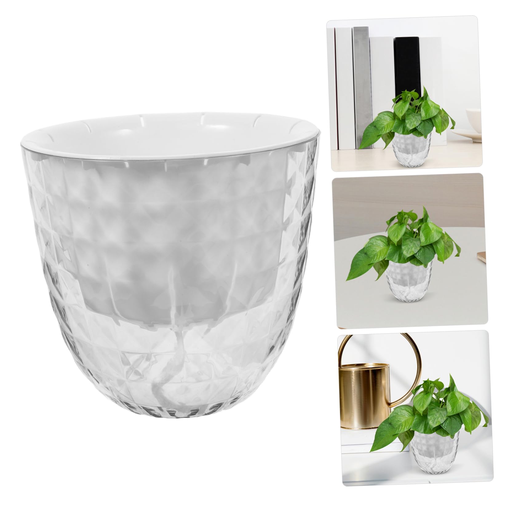 Plateau Auto-Aspirant 3 Pièces Pots Auto-arrosants avec Système Darrosage Automatique pour Plantes Dintérieur Nécessitant Peu Dentretien