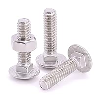 Vista 6 de Perno de carro M6-0.039 x 0.472 in (12 juegos) DIN603 con tuerca hexagonal DIN934, rosca gruesa completa, acero inoxidable 304 18-8, tornillos