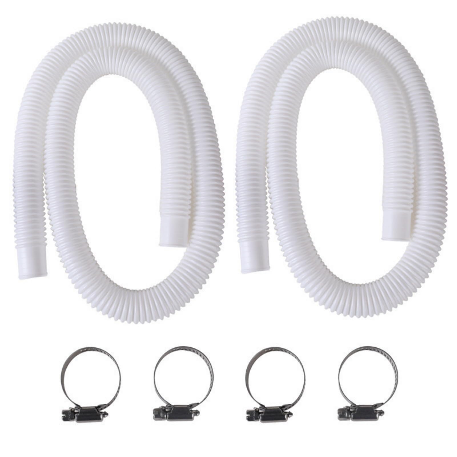 Zestaw 2 wymiennych węży do pompy basenowej Intex (3,2 cm x 150 cm) – wytrzymałe węże filtrujące PCW z 4 zaciskami ze stali nierdzewnej, kompatybilne z pompami naziemnymi Intex 603/637 i Coleman