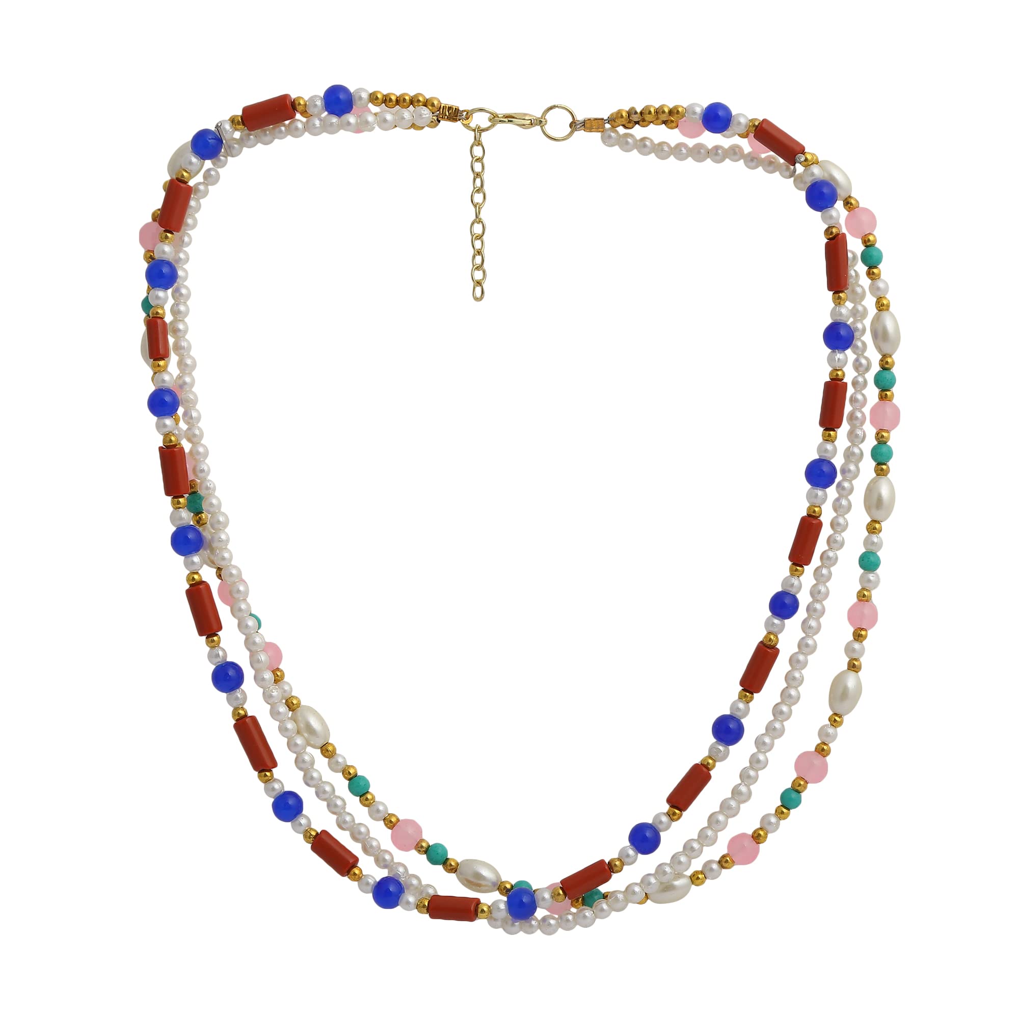 VIVAZSMultiColor Seed Bead Rainbow Colorful Bead Jewellery Bohemian Hippie Adjustable Seed Beads Necklace for Women and Girls, Multilayered Necklace For Women