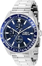 Invicta Aviator Men 45mm Stainless Steel Silver Blue dial VH67 Quartz