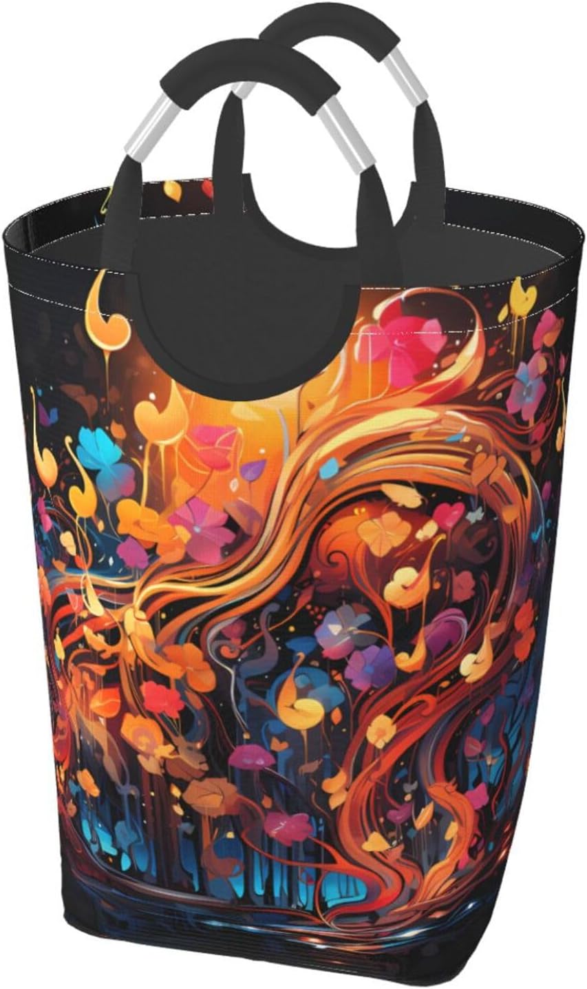 Colorful Music Notes Square storage bag 50L, suitable for multiple scenes, foldable dirty clothes storage basket.