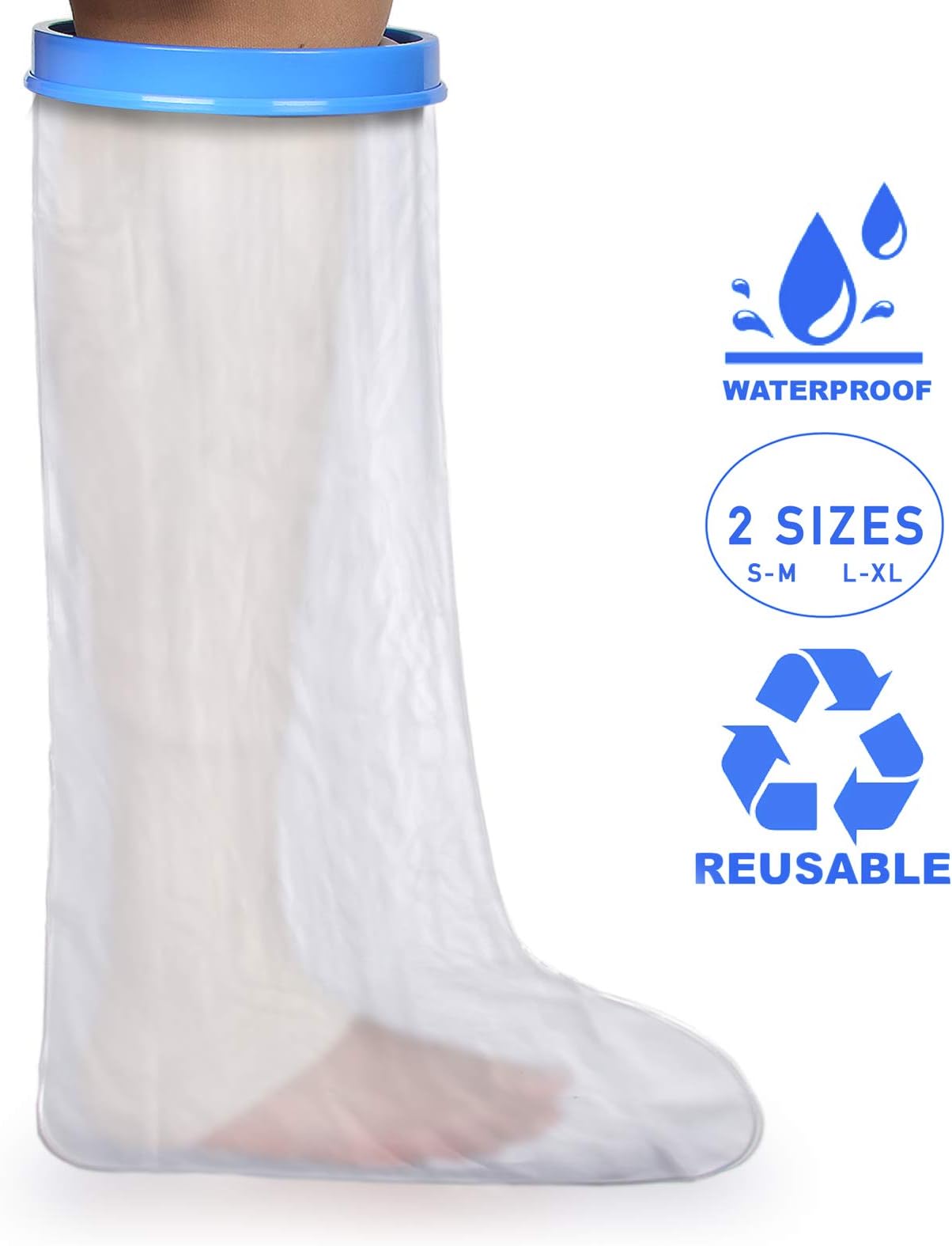 Adult Leg Waterproof Cast & Dressing Cover | Protector | Also for Bandages & Plasters | Protection During Shower & Bath | Latex Free | Reusable | Size S-M